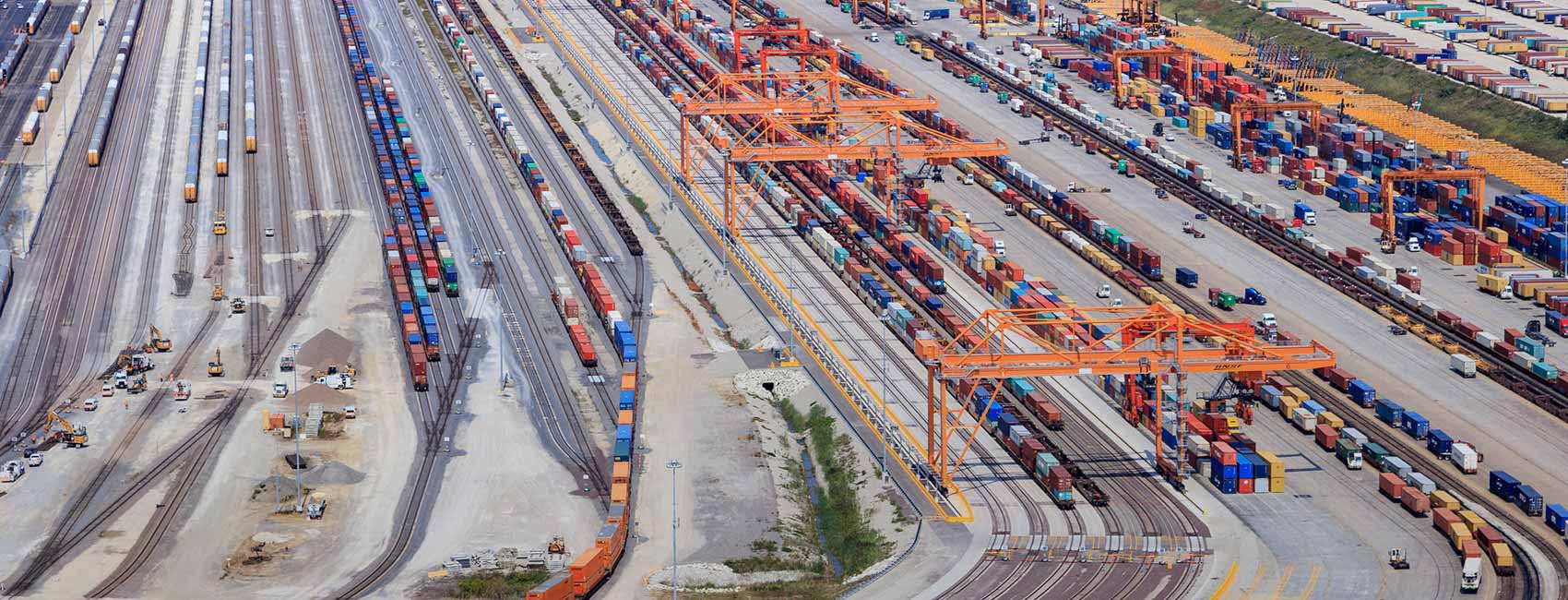 Aerial photo of the BNSF LPC Railway - Logistics Park Chicago in Elwood, IL