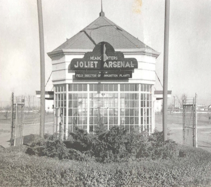 Photo of the Joliet Arsenal Headquarters in the early 1940s